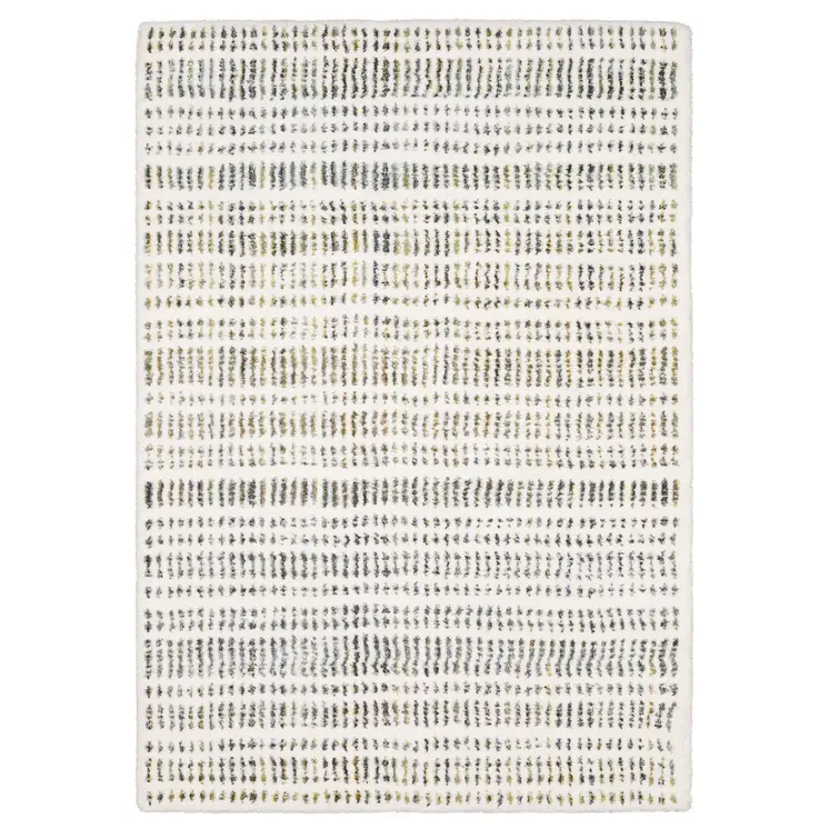 5' X 8' Ivory Gold And Gray Striped Area Rug