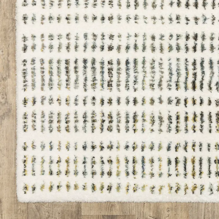 5' X 8' Ivory Gold And Gray Striped Area Rug