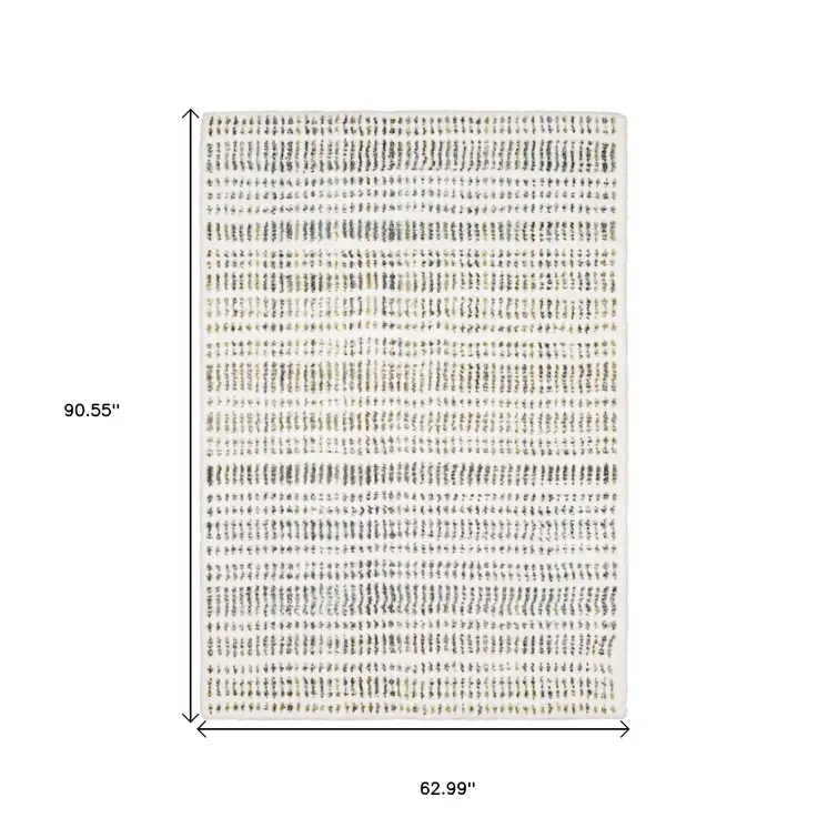 5' X 8' Ivory Gold And Gray Striped Area Rug