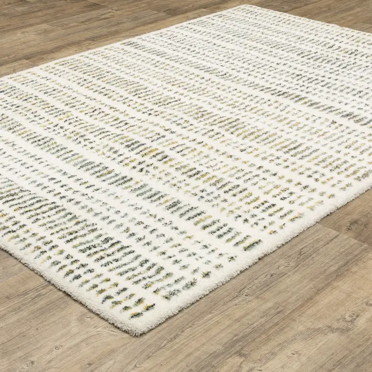 4' X 6' Ivory Gold And Gray Striped Area Rug