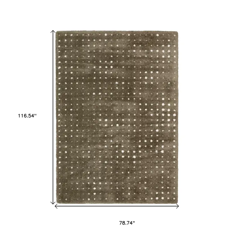 7' X 10' Brown And Ivory Geometric Area Rug