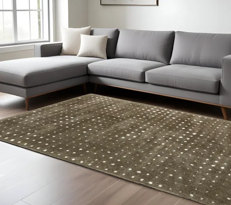 8' X 11' Brown And Ivory Geometric Area Rug
