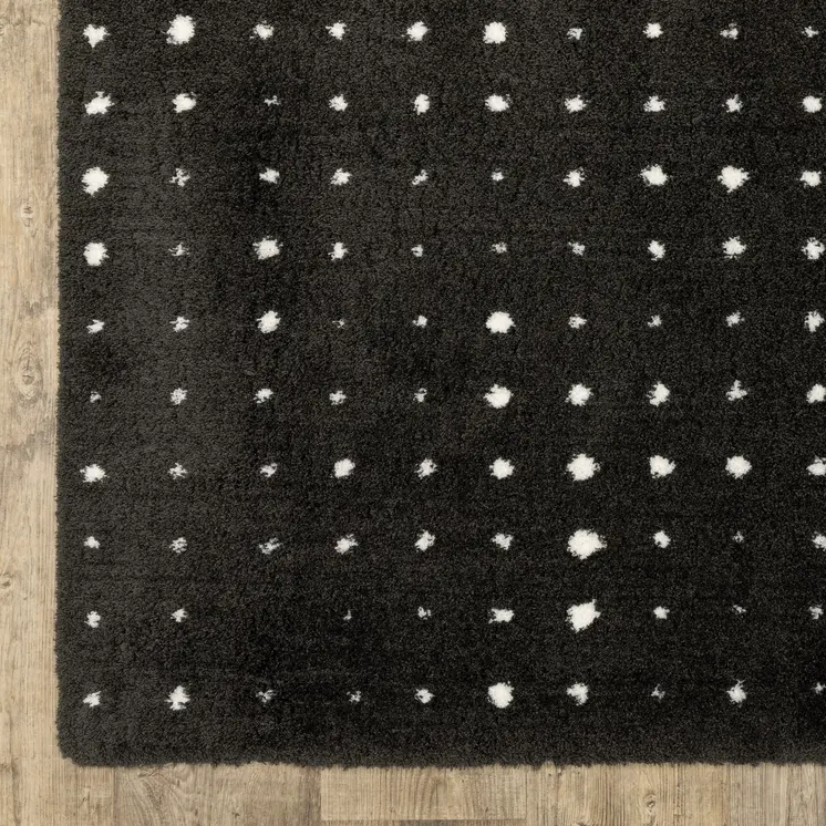 10' X 13' Black And Ivory Geometric Area Rug