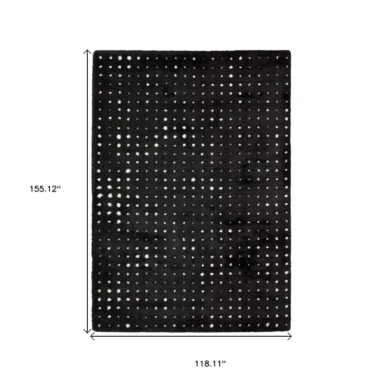 10' X 13' Black And Ivory Geometric Area Rug