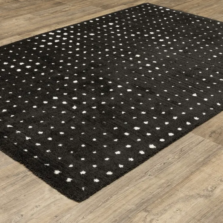 4' X 6' Black And Ivory Geometric Area Rug