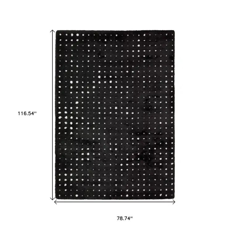 7' X 10' Black And Ivory Geometric Area Rug