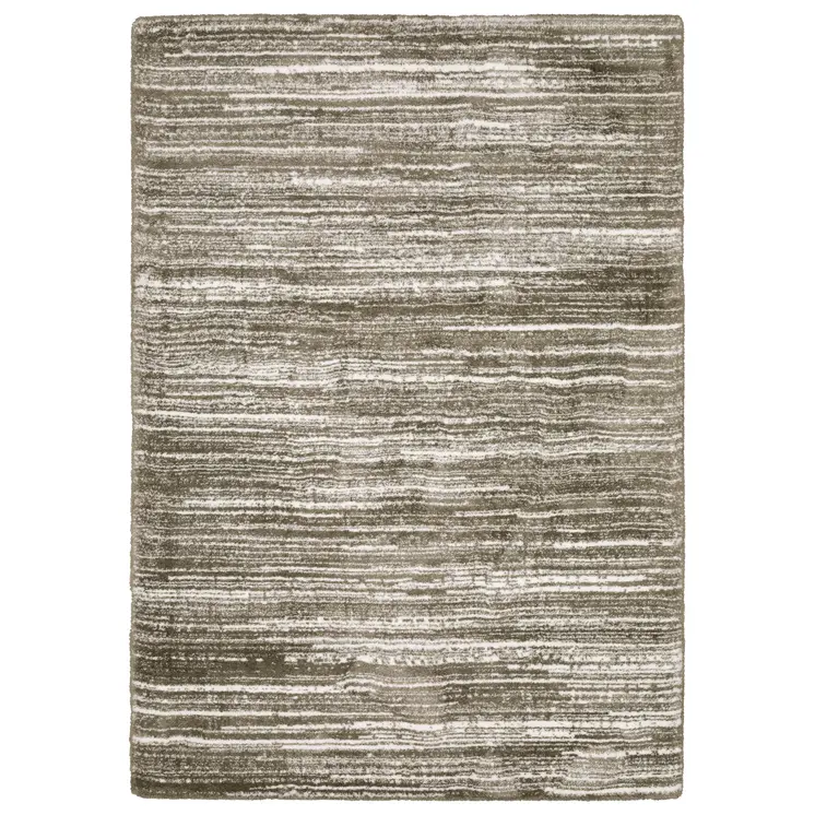 5' X 8' Brown And Ivory Striped Distressed Area Rug