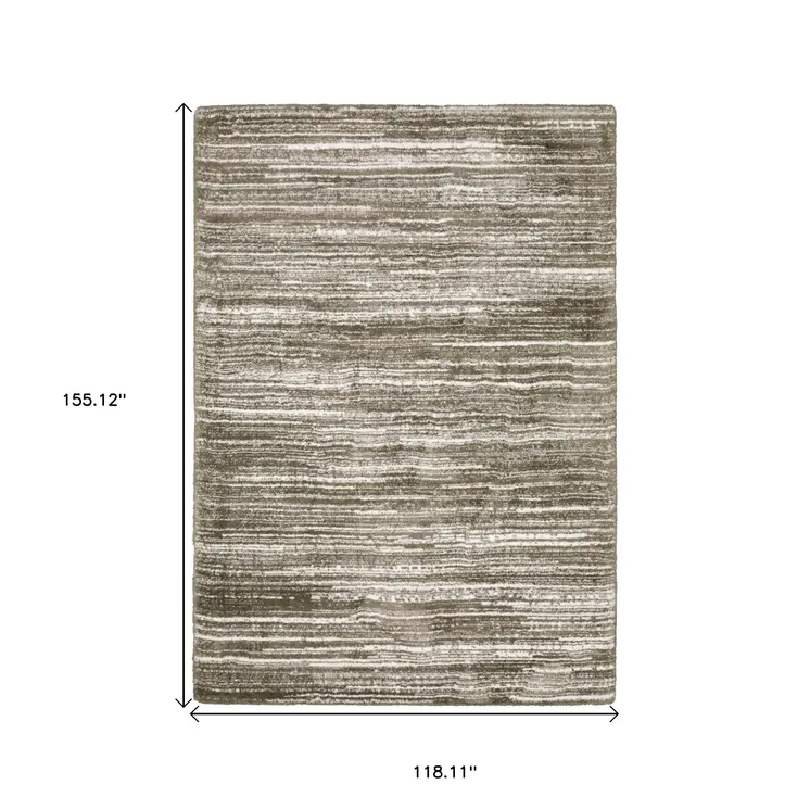 10' X 13' Brown And Ivory Striped Distressed Area Rug