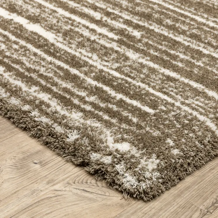 4' X 6' Brown And Ivory Striped Distressed Area Rug