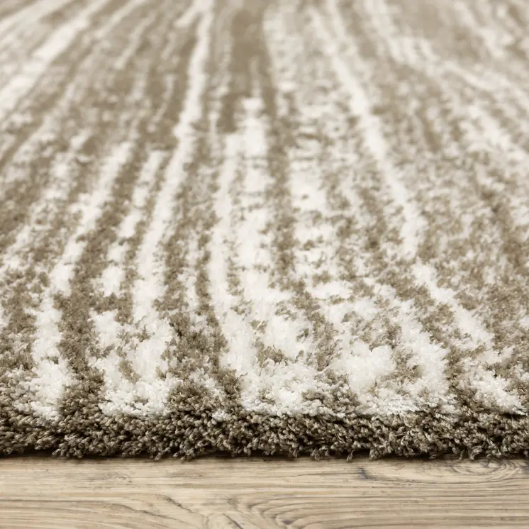 4' X 6' Brown And Ivory Striped Distressed Area Rug