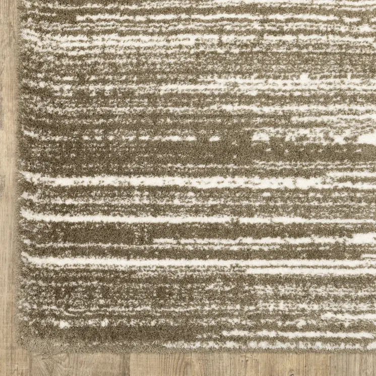 4' X 6' Brown And Ivory Striped Distressed Area Rug