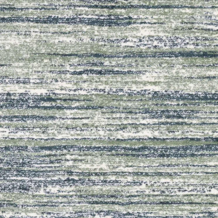 5' X 8' Blue And Green Striped Distressed Area Rug