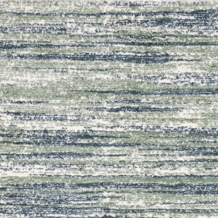 7' X 10' Blue And Green Striped Distressed Area Rug
