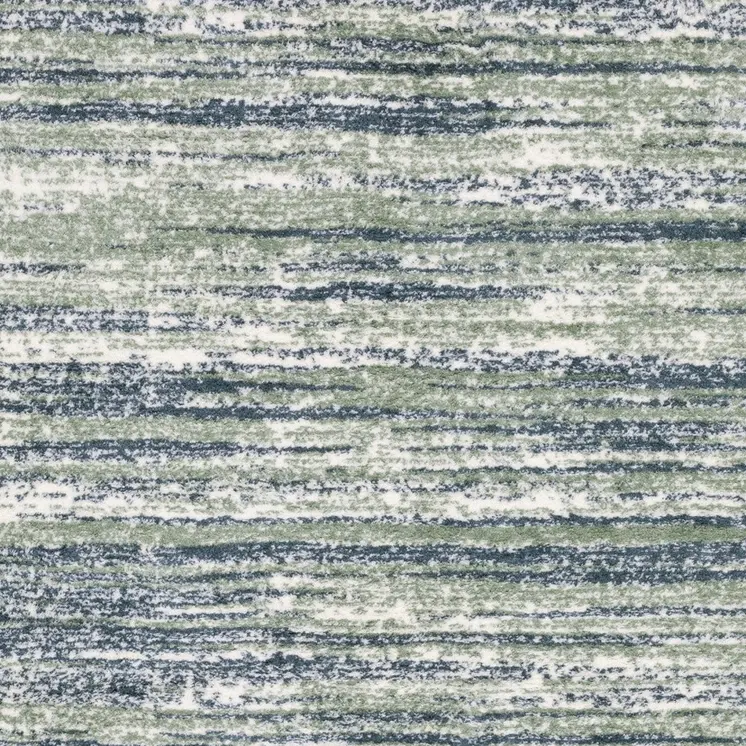 8' X 11' Blue And Green Striped Distressed Area Rug