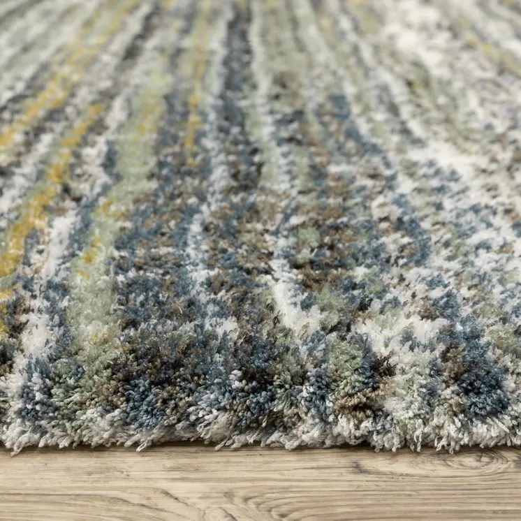 4' X 6' Green And Blue Geometric Distressed Area Rug