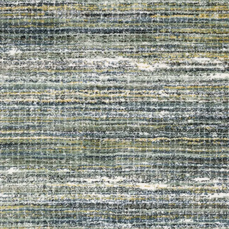 8' X 11' Green And Blue Geometric Distressed Area Rug