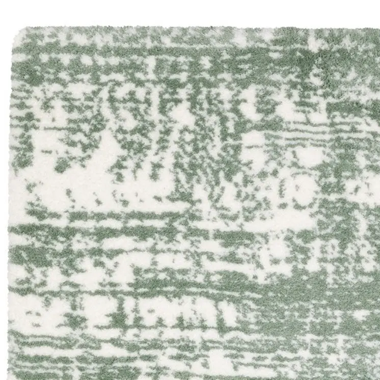 5' X 8' Green And Ivory Abstract Area Rug