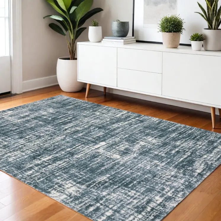 4' X 6' Gray And Ivory Geometric Area Rug