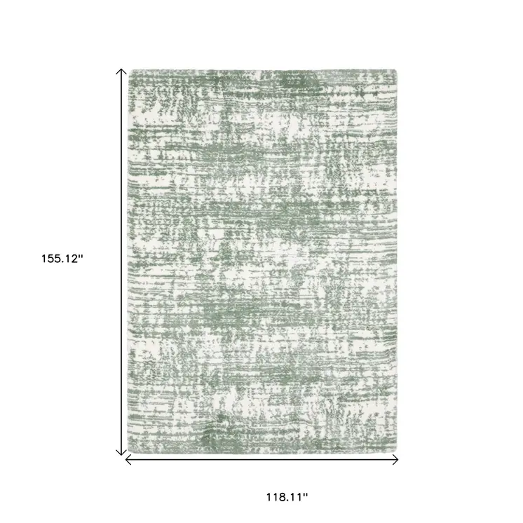 10' X 13' Green And Ivory Abstract Area Rug