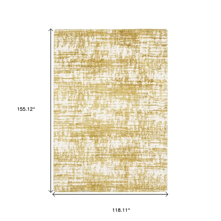 10' X 13' Gold And Ivory Abstract Area Rug