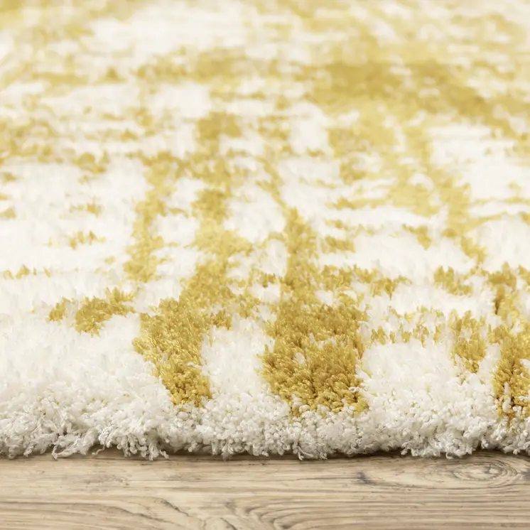 4' X 6' Gold And Ivory Abstract Area Rug
