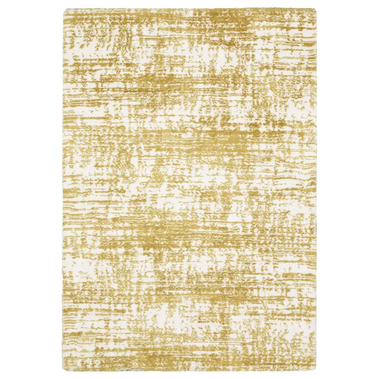 7' X 10' Gold And Ivory Abstract Area Rug