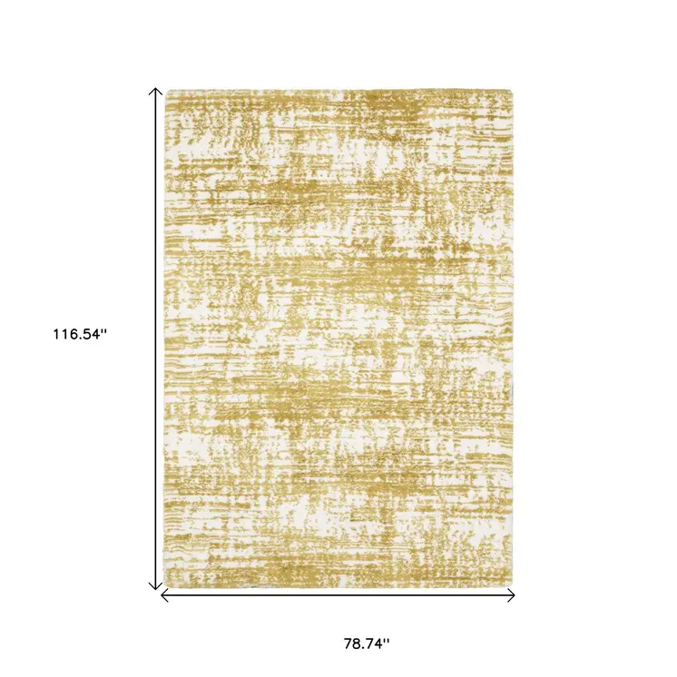 7' X 10' Gold And Ivory Abstract Area Rug