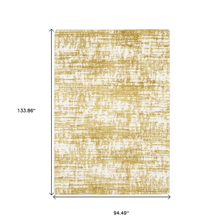 8' X 11' Gold And Ivory Abstract Area Rug