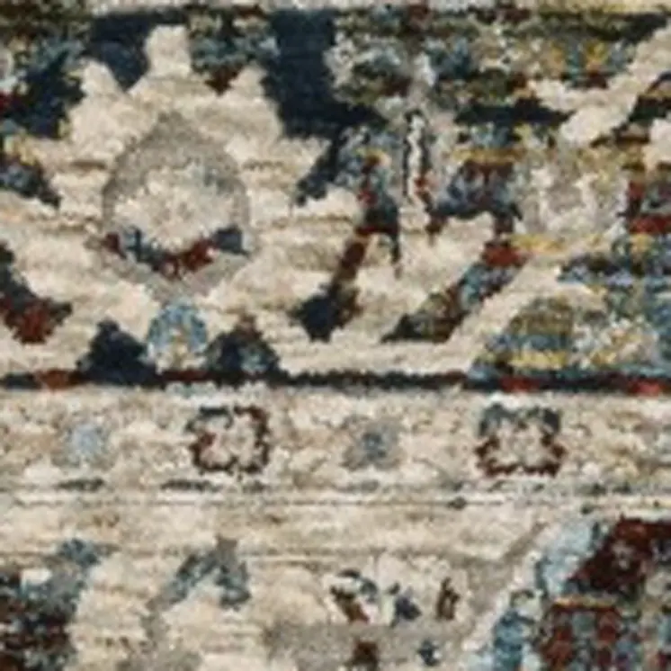 10' X 13' Ivory Brown And Red Medallion Area Rug With Fringe