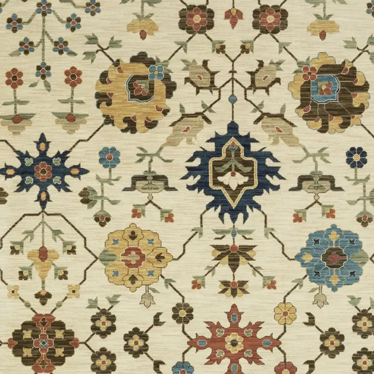 2' X 3' Ivory And Gold Oriental Area Rug With Fringe