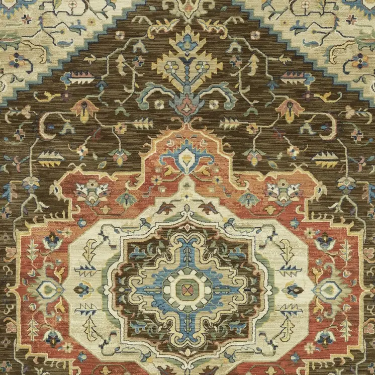 2' X 3' Brown And Orange Oriental Area Rug With Fringe
