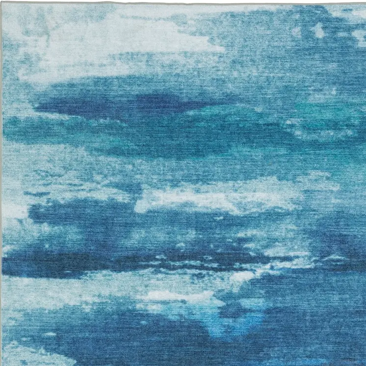 2' X 3' Sky Blue And Ivory Abstract Distressed Area Rug