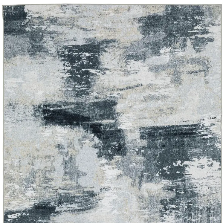 2' X 3' Ivory And Gray Abstract Distressed Area Rug