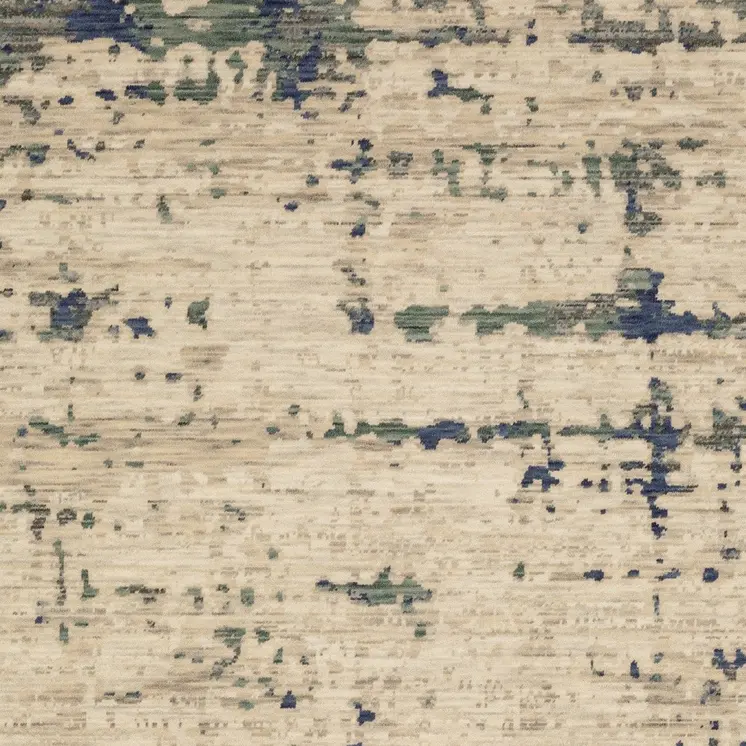 2' X 3' Beige And Green Abstract Area Rug With Fringe