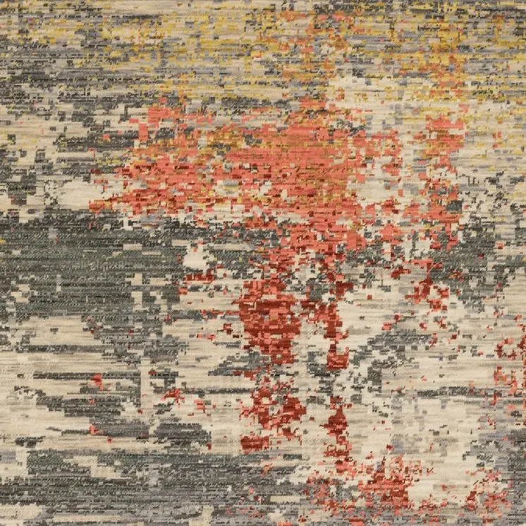 2' X 3' Beige And Pink Abstract Area Rug With Fringe