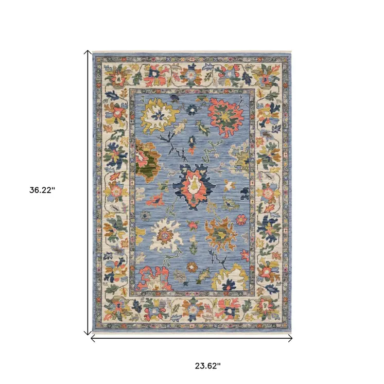 2' X 3' Gray And Light Gray Oriental Area Rug With Fringe