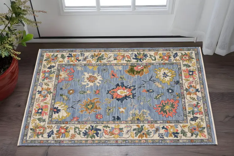 2' X 3' Gray And Light Gray Oriental Area Rug With Fringe