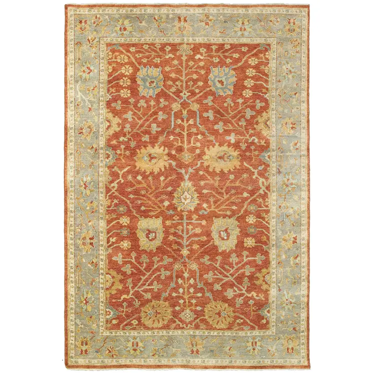2' X 3' Red And Gray Wool Oriental Hand Knotted Area Rug