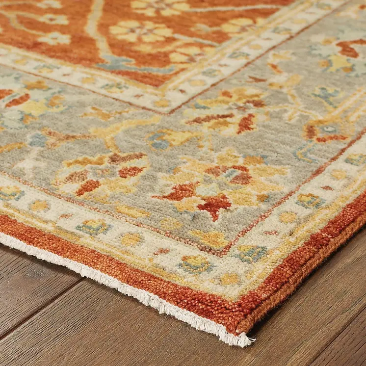 2' X 3' Red And Gray Wool Oriental Hand Knotted Area Rug