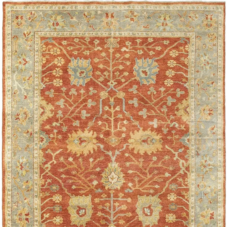 2' X 3' Red And Gray Wool Oriental Hand Knotted Area Rug