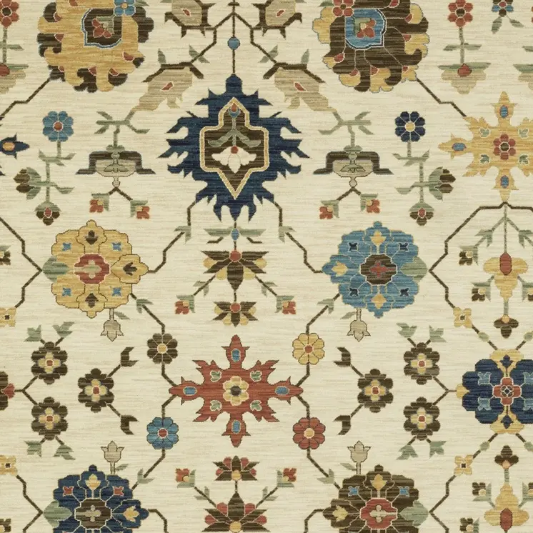 3' X 5' Ivory And Gold Oriental Area Rug With Fringe