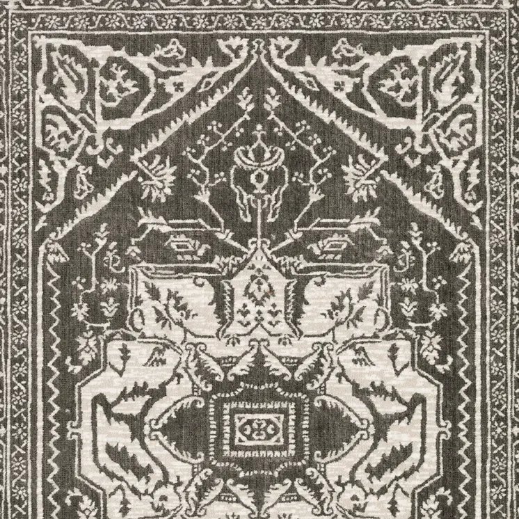 4' X 6' Gray And Ivory Oriental Area Rug