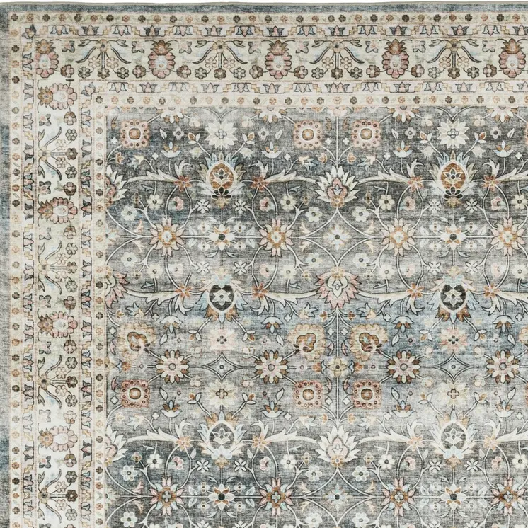 4' X 6' Gray And Ivory Oriental Distressed Area Rug