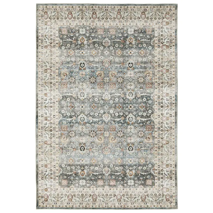 4' X 6' Gray And Ivory Oriental Distressed Area Rug