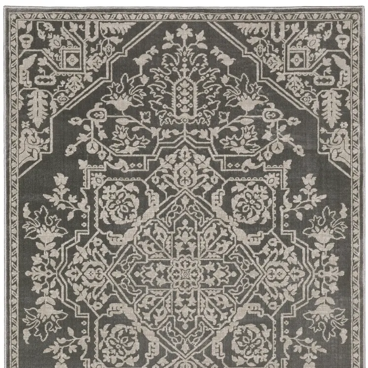 4' X 6' Gray And Light Gray Oriental Area Rug