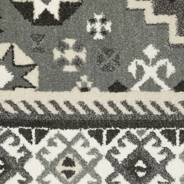 3' X 5' Gray And Ivory Medallion Area Rug