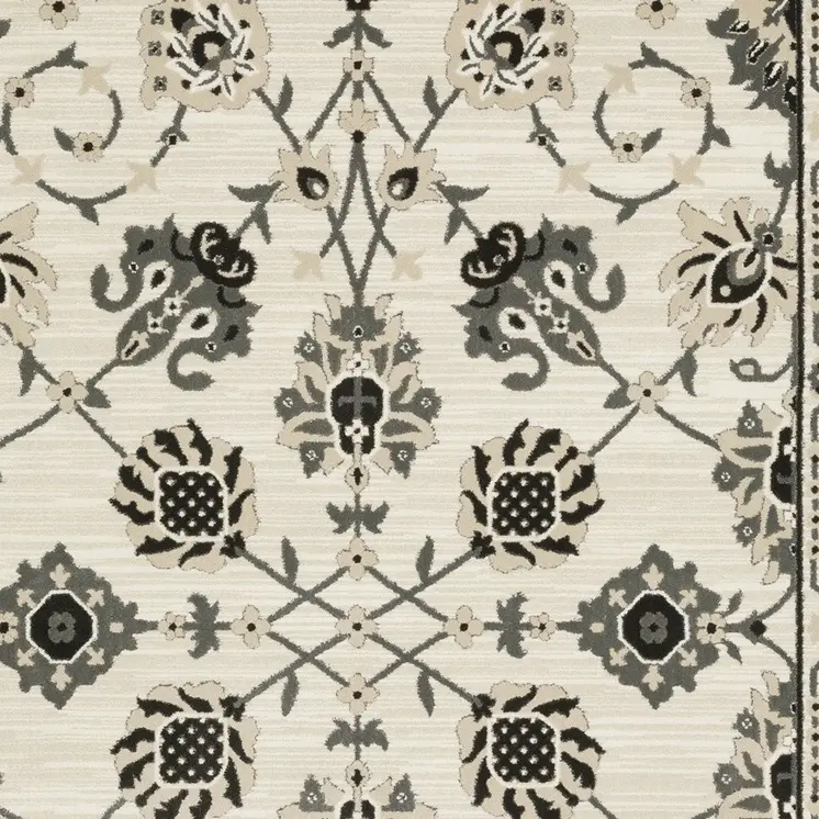 3' X 5' Ivory And Gray Oriental Area Rug
