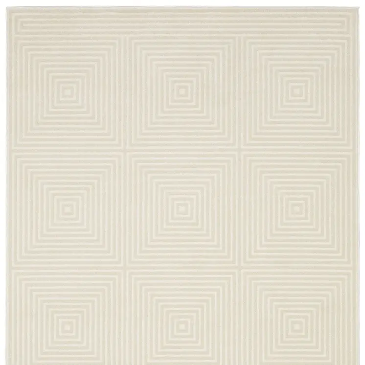 3' X 5' Ivory And Beige Geometric Area Rug