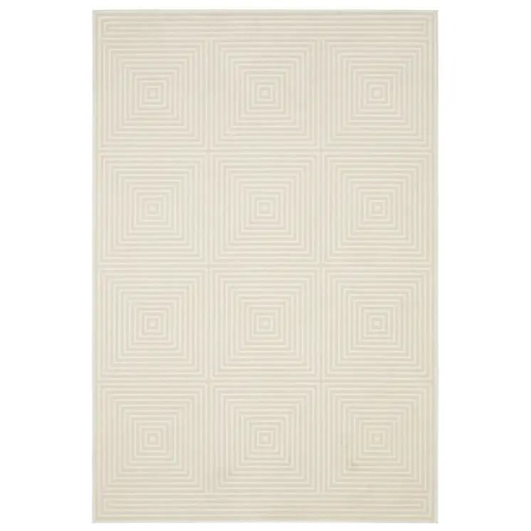 3' X 5' Ivory And Beige Geometric Area Rug