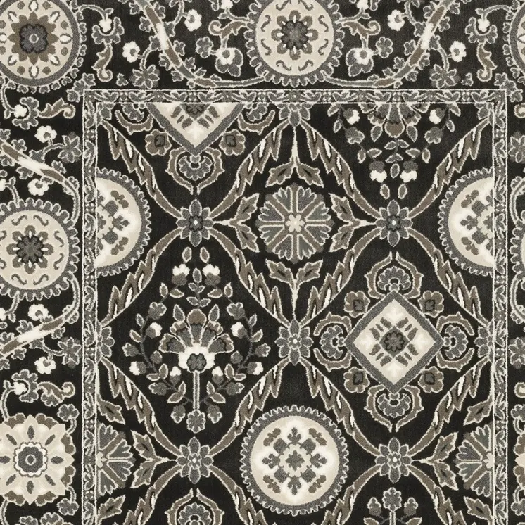 3' X 5' Charcoal And Gray Oriental Area Rug